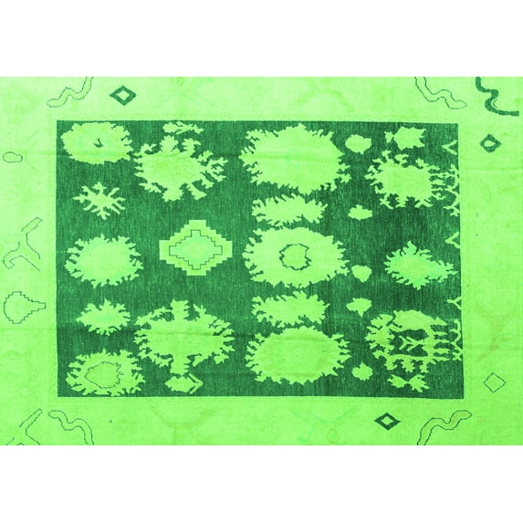 Ahgly Company Indoor Rectangle Oriental Green Traditional Area Rugs, 5' x 8'