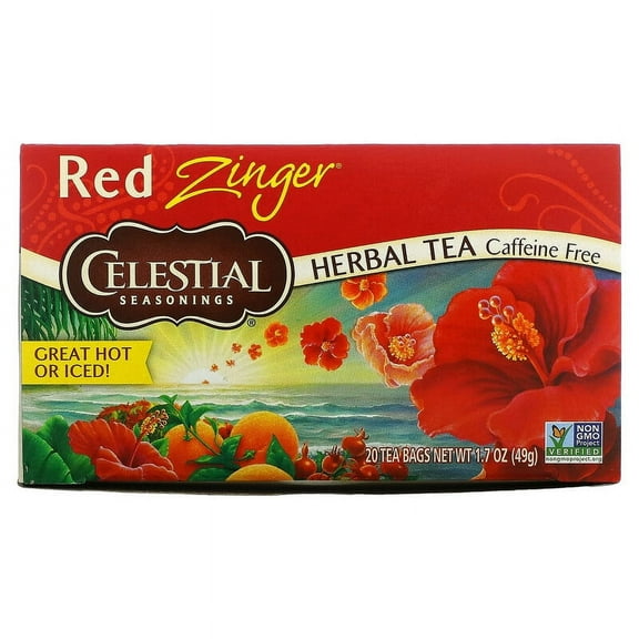 Celestial Seasonings, Herbal Tea, Red Zinger, Caffeine Free, 20 Tea Bags, 1.7 oz Pack of 3