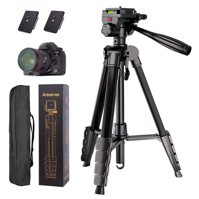Trípode de cámara Arsoer 74 DSLR con 2 placas QR para Sony/Nikon/Canon