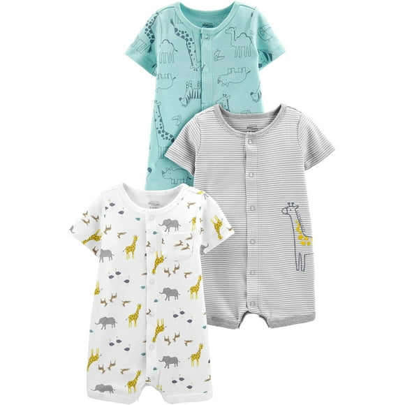 Romper Simple Joys by Carter's Snap-up, paquete de 3 a 6 meses, color aguamarina
