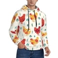 thumbnail image 2 of Kdxio Flower Chicken Print Mens Casual Hooded Collar Drawstring Hoodies Pullover Sweatshirts Casual Long Sleeve Shirts-Large, 2 of 7