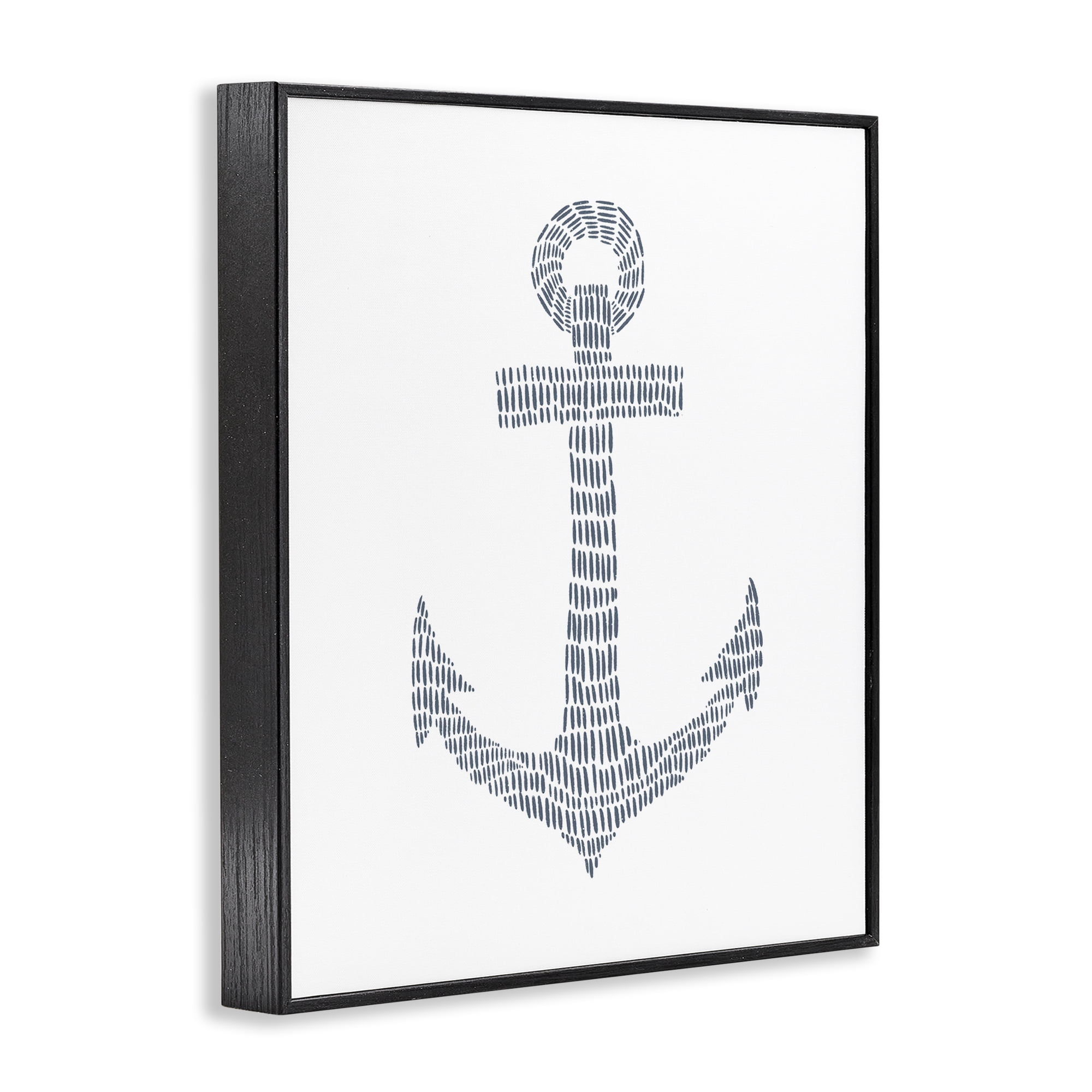 Stupell Industries Minimal Nautical Anchor Coastal Painting Black Framed Art Print Wall Art, 16 x 20