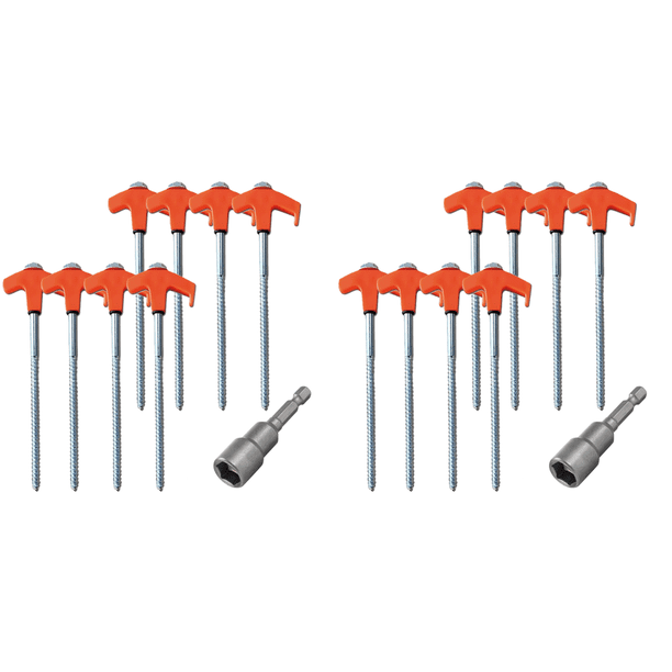 Zócalo 8 Piezas Estacas Metal para Campaña Con Tornillo Hexagonal en Clavijas () Naranja
