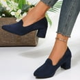 thumbnail image 5 of Xiaoxatg Women's Casual Shoes Ladies Suede Comfortable Breathable Thick Heeled Big Size Middle Heel Casual Footwear 8 Blue, 5 of 8