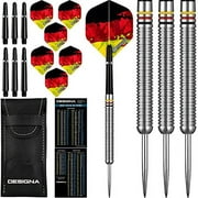 Dartfellas 22g 90% Tungsten German Flag Patriot X Steel Tip Dart Set, Flights & Shafts Included (2 Sets Each), w/Travel Case, 22 Grams