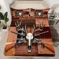 thumbnail image 2 of Homewish Female Men Western Bull Skull Full Size Sheets 4-Piece,Animal Hunting Breathable Bed Sheets,Abstract Geometric Plaid Lightweight Sheet Sets,Super Cozy Room Decor, 2 of 7