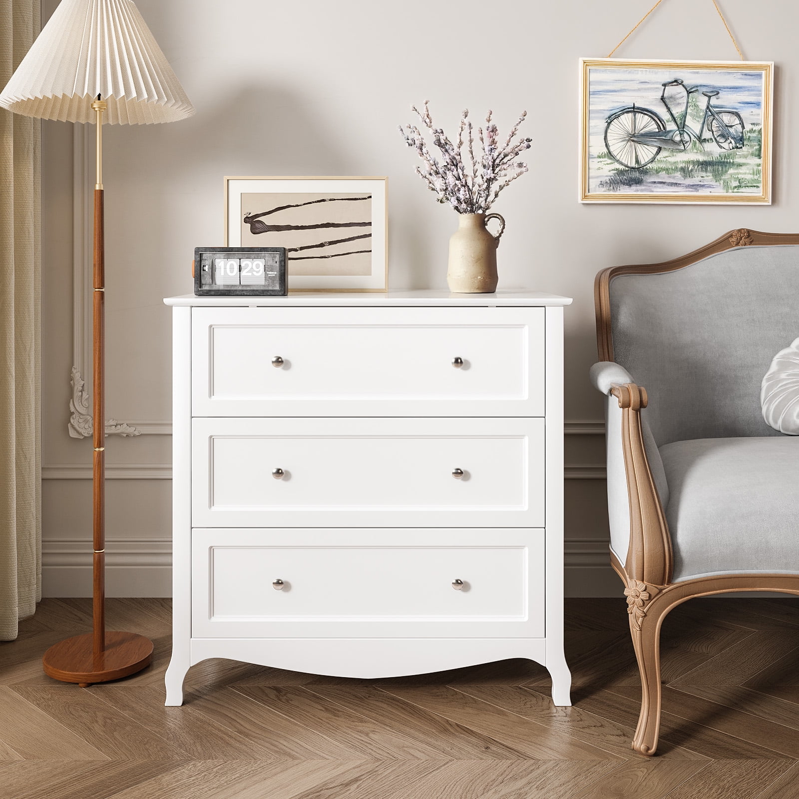Ktaxon 3 Drawers Dresser Chests for Bedroom, Wood Chset of Drawers,Dressers Organizer for Bedroom, Living Room,Hallway, White