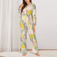 thumbnail image 2 of Pajama Sets for Women 2 Pcs, lemon leaves Button Down Long Sleeve Sleepwear Lounge PJ Sets, 2 of 6