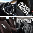 thumbnail image 4 of Yuyamidu Cow Print Car Seat Cover for Women Cute Steering Wheel Cover Seatbelt Pads Armrest Cover Head Rest Covers Coasters Keychain, Set of 14, 4 of 7