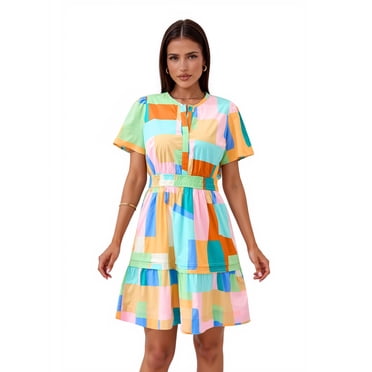 PRETTYGARDEN Women's V-Neck Mini Dress, Sizes S-XXL