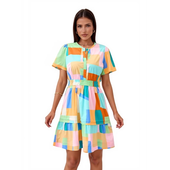 PRETTYGARDEN Women's V-Neck Mini Dress, Sizes S-XXL