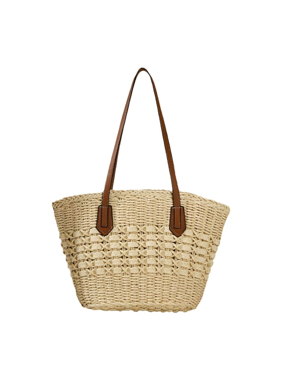 2026 New Summer Straw Bags for Women Straw Shoulder Bags Rattan Woven Top Handle Bag Hollow Raffia Crochet Beach Bag for Beach, Picnic, Shopping, Casual Outings, Casual Handbags