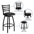 thumbnail image 4 of Flash Furniture Hercules Series Commercial Grade Metal Ladder Back Swivel Barstool, Black, 4 of 11