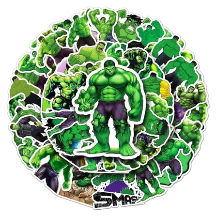 50 PCS For Hulk Theme Water Bottle Stickers for Teens,Waterproof Vinyl Holiday Party Stickers for Skateboard,Suitcases, Laptop Stickers for Girls Boys Gift