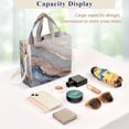 thumbnail image 4 of Corduroy Composite Fabric Tote Bag Magnetic Snap Large Capacity Crossbody Bag Beige Shoulder Strap Pastel Agate Gilded Veil, 4 of 7