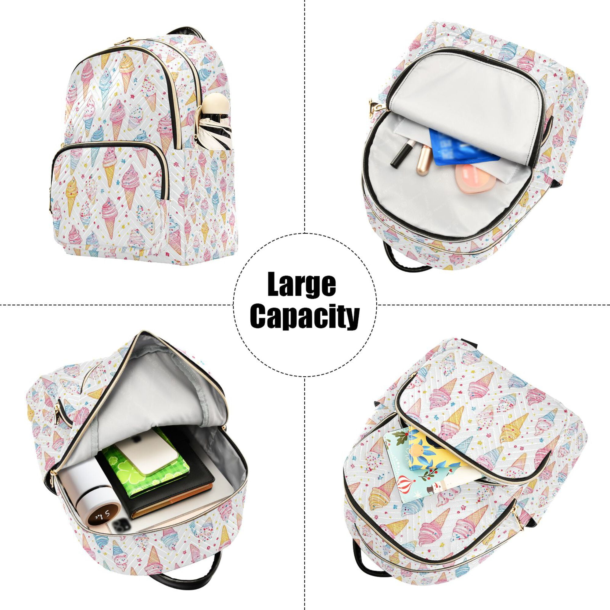 FORMRS Mini Backpack Purse for Women Travel Daypack Casual Shoulder Bag, Colorful Ice Cream Pattern
