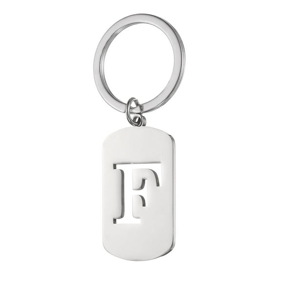 Uxcell Initial Letter Key Chain, A-Z KeyChain DIY Pendant Key Ring for Keys Purse Party Gifts, Silver (Letter F)