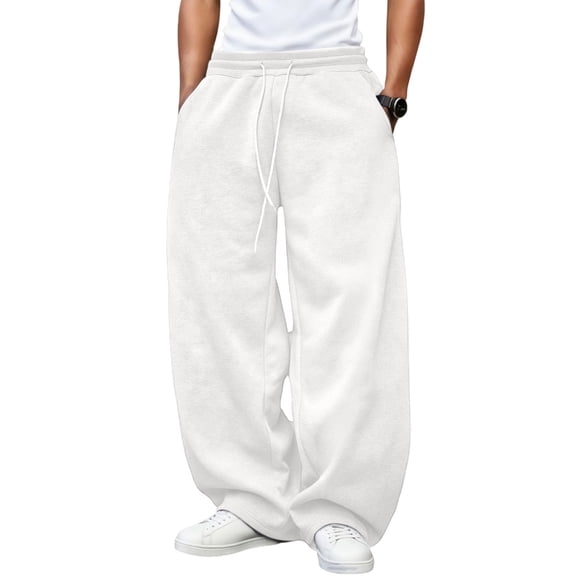 Men's Loose Wide Leg Pants Drawstring Waist Loose Sweatpants with Pockets