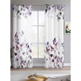 thumbnail image 2 of Purple Grey Leaves Sheer Curtains 63 Inch Length 2 Panels Set for Living Room/Bedroom, Summer Botanical Pastoral Watercolor Kitchen Curtains Grommet Semi-Sheer Curtains Window Treatments 42"x63"x2, 2 of 7