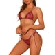 thumbnail image 4 of INSPIRAR CHIC Conjuntos de Bikini para Mujeres con Estampado de Serpiente, 2 Piezas, Parte Inferior de Triángulo con Lazo Lateral, Trajes de Baño, Rojo M, 4 of 5