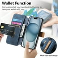 thumbnail image 3 of Dteck for iPhone 16 Pro Wallet Case with RFID Blocking Credit Card Holder,Wristband Strap Kickstand PU Leather Flip Shockproof Cover Women Men for iPhone 16 Pro Case,Blue, 3 of 8