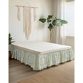 thumbnail image 2 of Sage Green Wrap Around Bed Skirts for California King Bed 16" Drop,Bed Skirt with Adjustable Elastic Belt Dust Ruffle Bed Valance Boho Retro Decorative Abstract Floral Ethnic Bed Frame Cover, 2 of 7