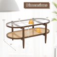 thumbnail image 3 of GOFLAME Rattan Coffee Table with Storage, 40” Wood Oval Coffee Table with Tempered Glass Tabletop & PE Rattan Shelf, 2-Tier Antique Boho Center Table for Living Room, Reception Room, Brown, 3 of 18