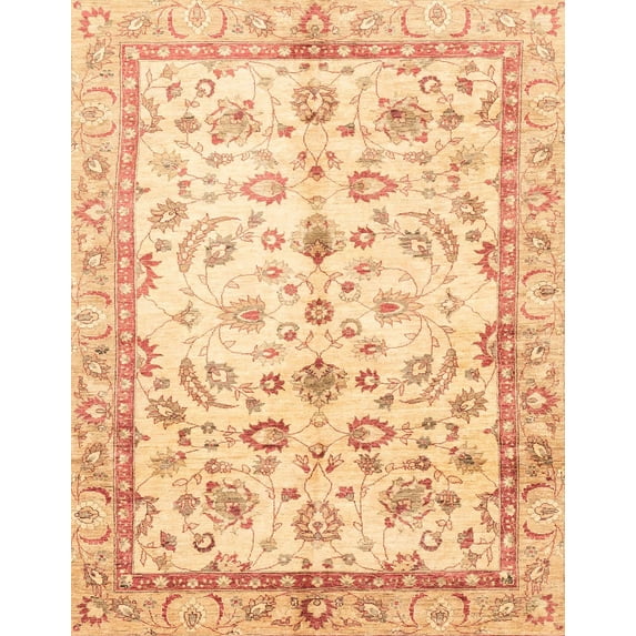 Ahgly Company Indoor Rectangle Abstract Mustard Yellow Oriental Area Rugs, 8' x 10'