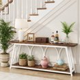 thumbnail image 4 of Industrial Console Table 70.9 Inch - Extra Long 2 Tier Storage Narrow Entryway Table, White & Brown Sofa Table Behind Couch for Living Room Hallway Foyer, 4 of 7