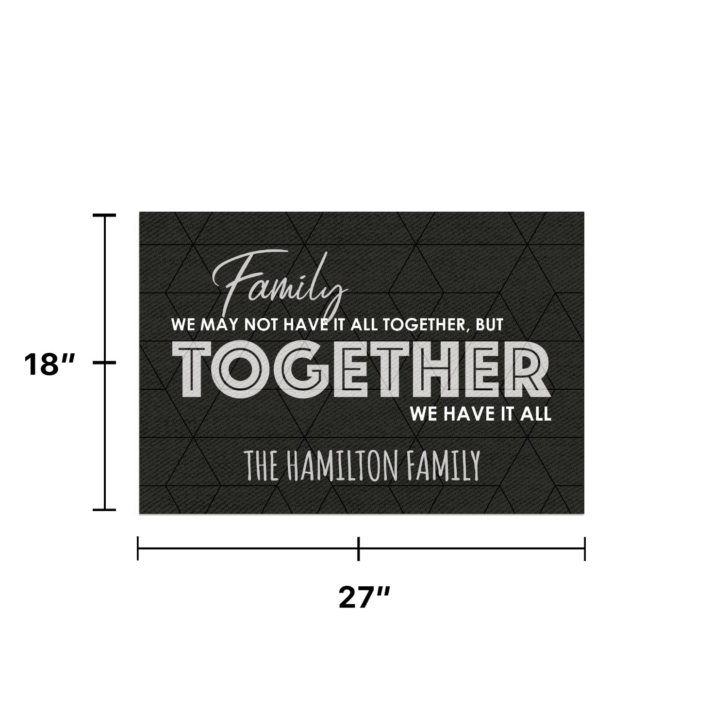 Personalized Planet 27x18 We May Not Have it All Together But Together We Have It All Doormat with Custom Family Name Printed on Rectangular 1/8” Thick Non Slip Mat for Kitchen Hallway Deck or Porch