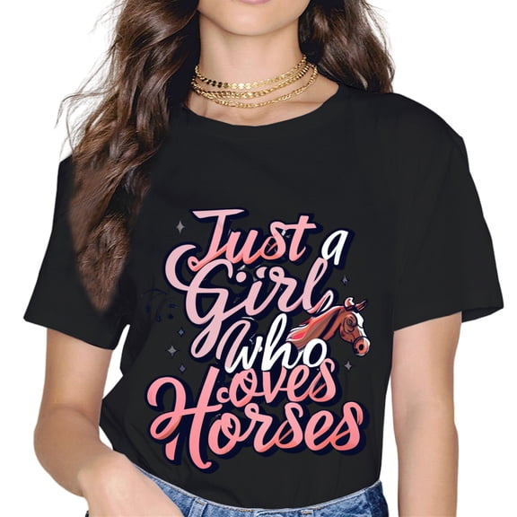 Cute Horse With Saying - Just A Girl Who Loves Horses T-Shirt
