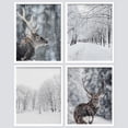thumbnail image 2 of PixonSign Framed Wall Art Deer Birch Forest Tree, Set of 4 Nature Winter Snow Landscape Wall Decor Arts, Photography Wall Décor, Adhesive Canvas Posters, Modern Home Artwork - 11"x14" White, 2 of 5
