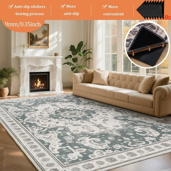 Easoger 8'X10' Area Rugs for Living Room - Bedroom Dining Room, Washable Large Carpet with Sewing Anti Slip Stickers for Bohemian