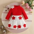thumbnail image 2 of Wdgfv Girls Outfits Sets Long Sleeve High Neck Embroidered Ribbed Top With Button Shorts Winter Fall Casual School Party Outfit For Toddler Baby 6 Months To 3 Years Red 6-9 Months, 2 of 9