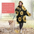 thumbnail image 4 of Black Sunflower Butterfly Pattern Wearable Oversized Blanket,Wearable Blanket Hoodie for Adults,Cozy Hooded Blankets with Super Pockets,Super Warm Fuzzy Pullover for Women & Men, 4 of 6