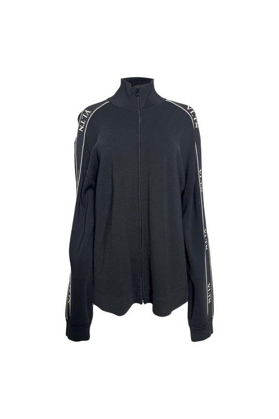 Pre-Owned Valentino Garavani Logo-Tape Track Jacket in Black Viscose
