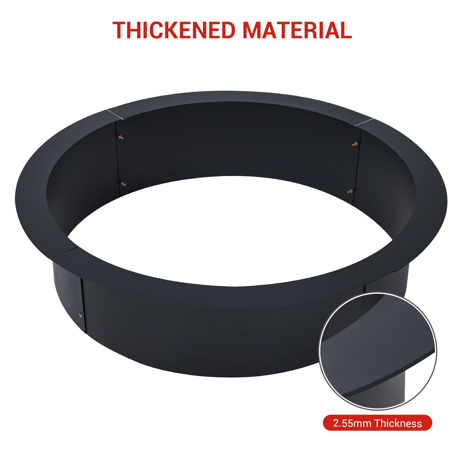 Outdoor 42 Inch Outer/36 Inch Smokeless Fire Pit Ring Insert, 2.5MM Thick Solid Steel Liner for In-Ground or Above Ground Outdoor Wood Burning Firepits, DIY Use in Backyard, Patio, Garden