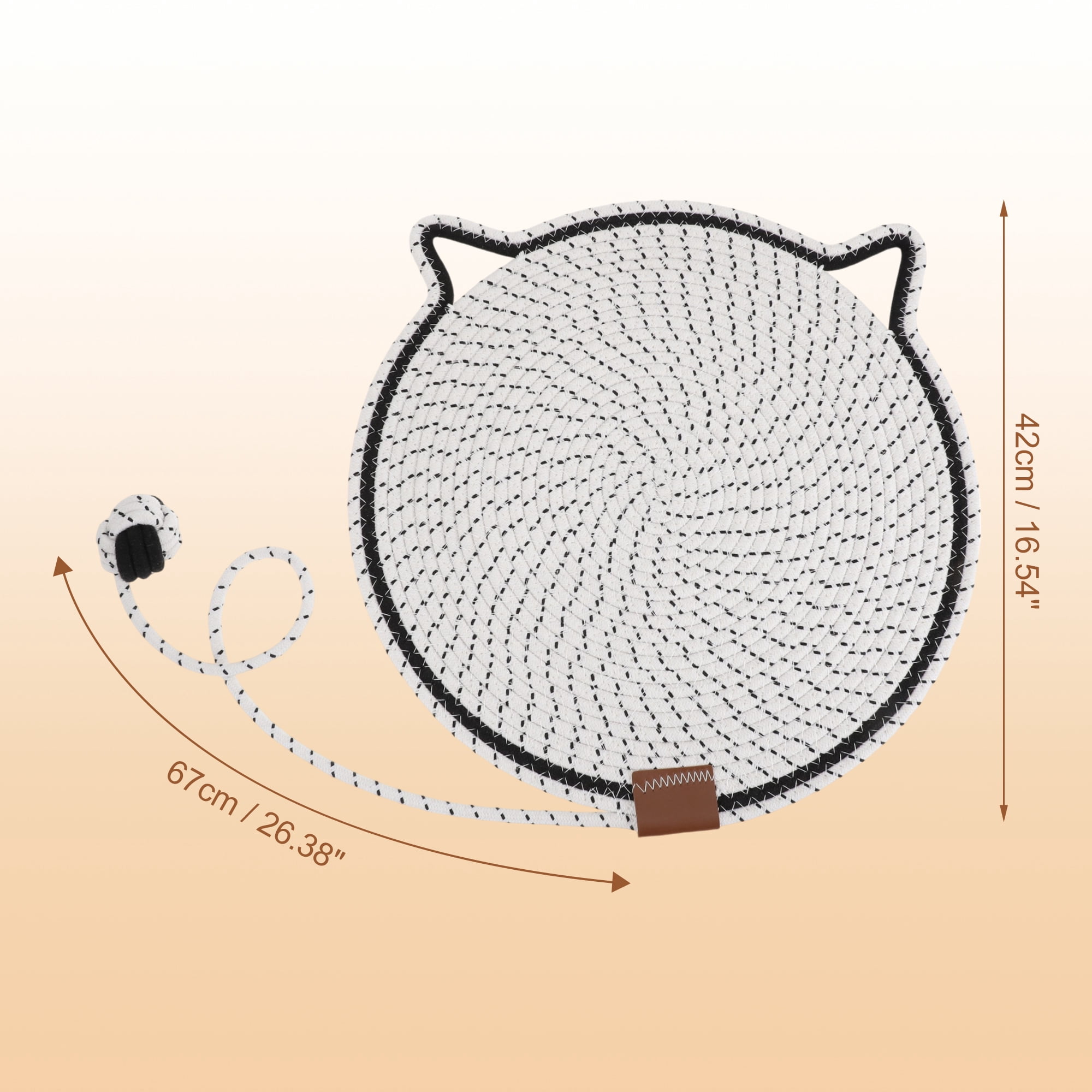 Unique Bargains Cat Scratcher Mat with A Cat Ball Cotton Rope White [16.54"]