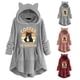 thumbnail image 4 of Sudadera con capucha y chaqueta de felpa esponjosa para mujer, abrigo de talla grande, sudadera de manga larga con estampado de gato en color negro y café, sudadera con capucha y forro, 4 of 4