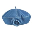 thumbnail image 3 of Boina de mujer, sombrero de moda para fiestas de primavera, viajes, festivales, tocados y disfraces. Azul vaquero, 3 of 9