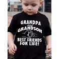 thumbnail image 1 of Grandpa & Grandson Best Friends For Life Print Boy's Creative T-shirt, Casual Short Sleeve Crew Neck Top, Boy's Summer Clothing, 1 of 6