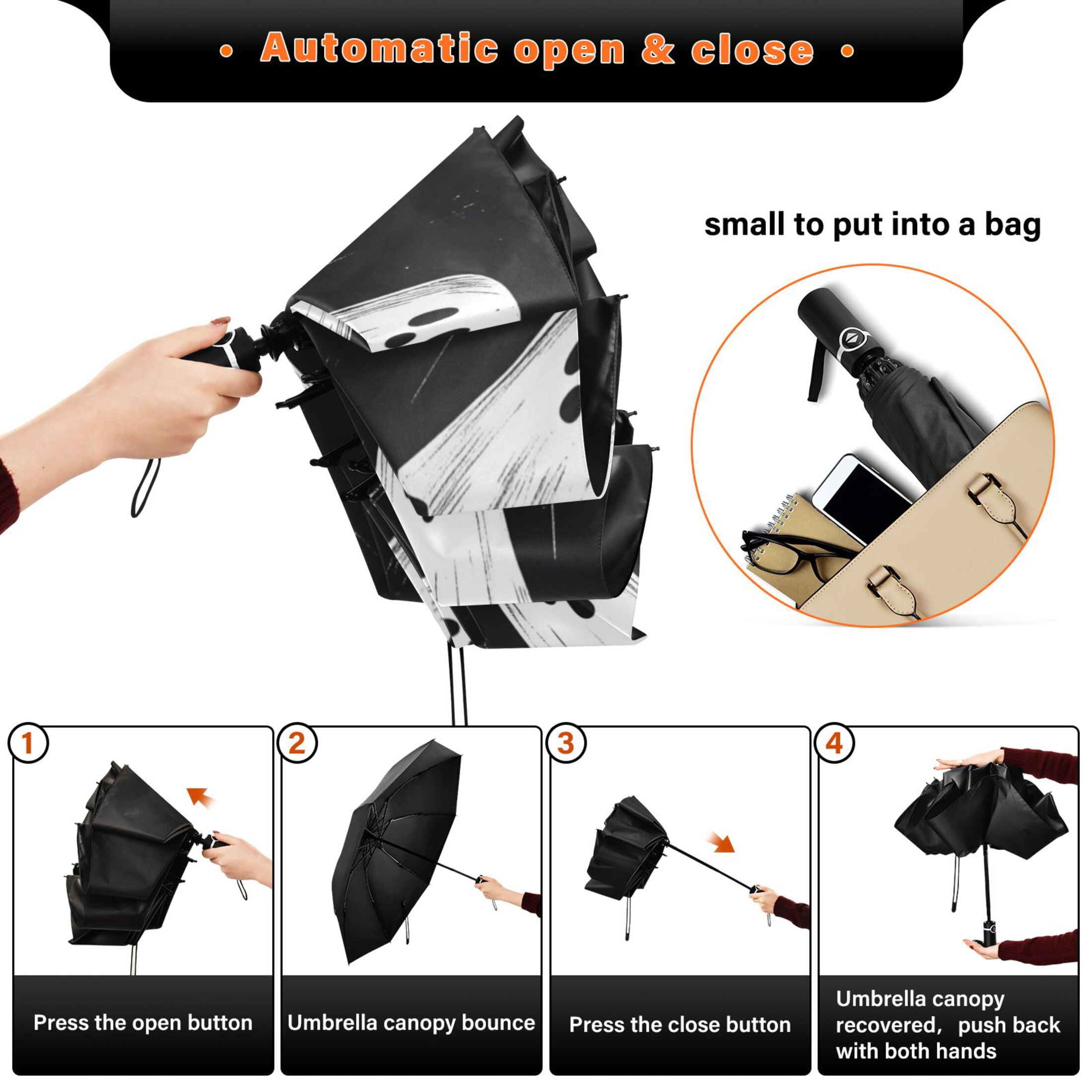 Nine Ghosts Extra Large Automatic Umbrella, UV Protection, Waterproof, Auto Open and Close