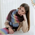 thumbnail image 2 of Winter Women Warm Scarf Long Shawl Large Scarves Cold Weather Thicker Blanket Wrap Colour Stripe Winter Scarf for Women Chunky Warm Tassel Long Shawl Winter Accessories for Women Neck Gaiter, 2 of 8