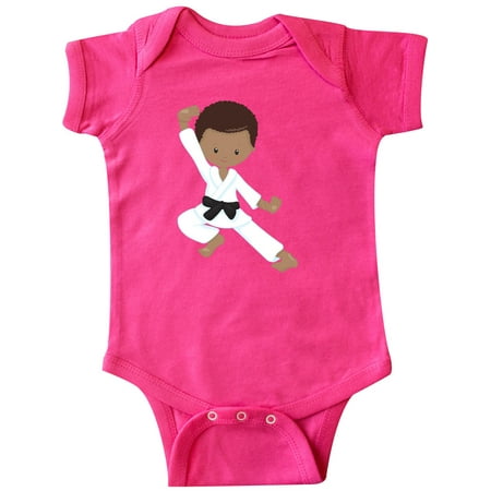 

Inktastic African American Boy Black Belt Karate Pose Gift Baby Boy Bodysuit