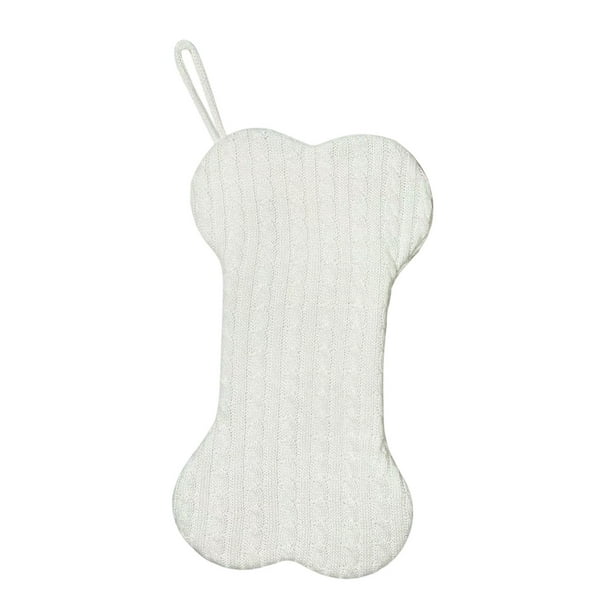 Calcetines navideños de punto con forma de hueso: rojo, blanco, verde y gris Diseño espacioso para regalos y golosinas Anilla de tela resistente para colgar fácilmente en la repisa de la chimenea...