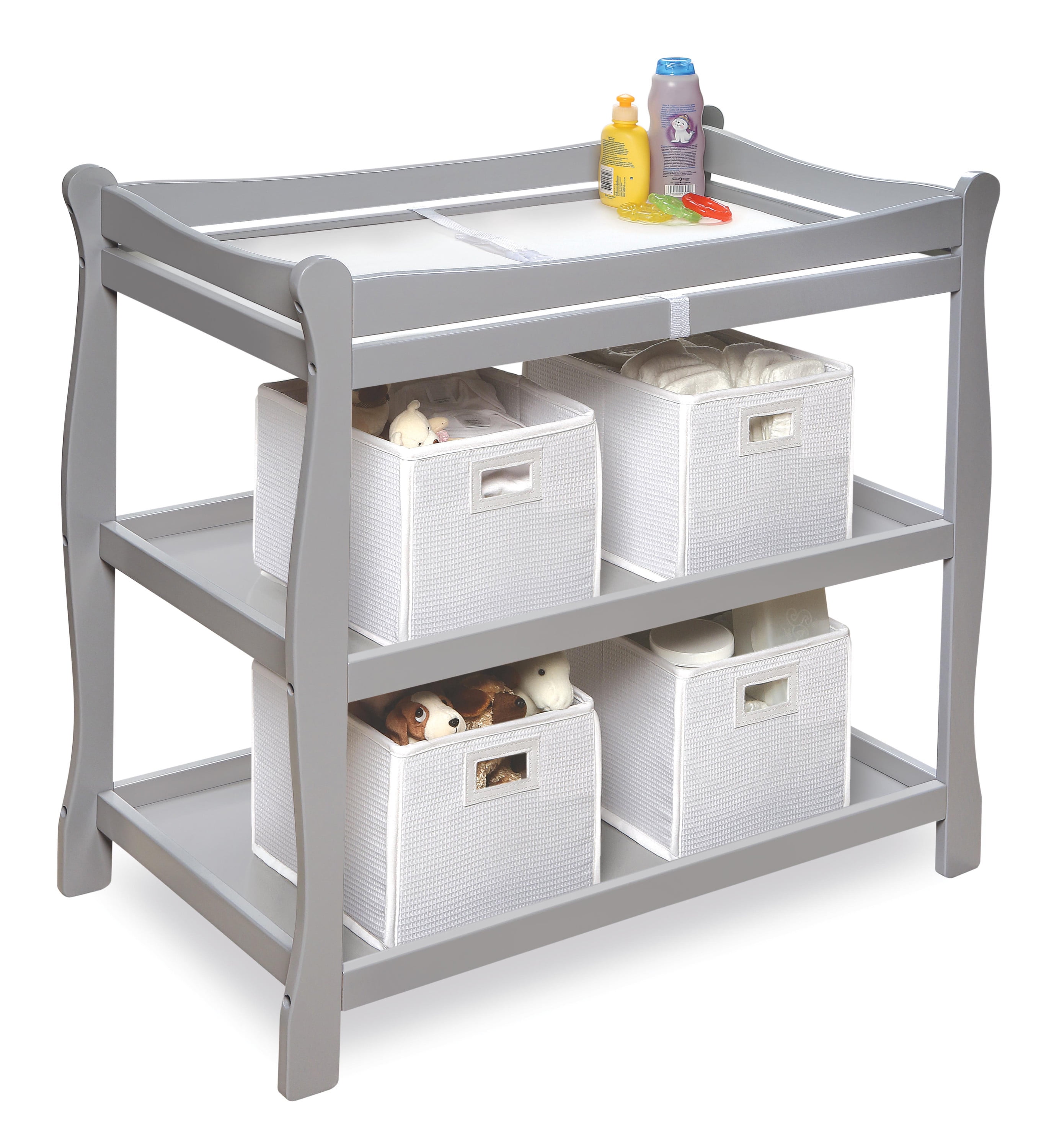 Badger Basket Sleigh Style Baby Changing Table - Gray
