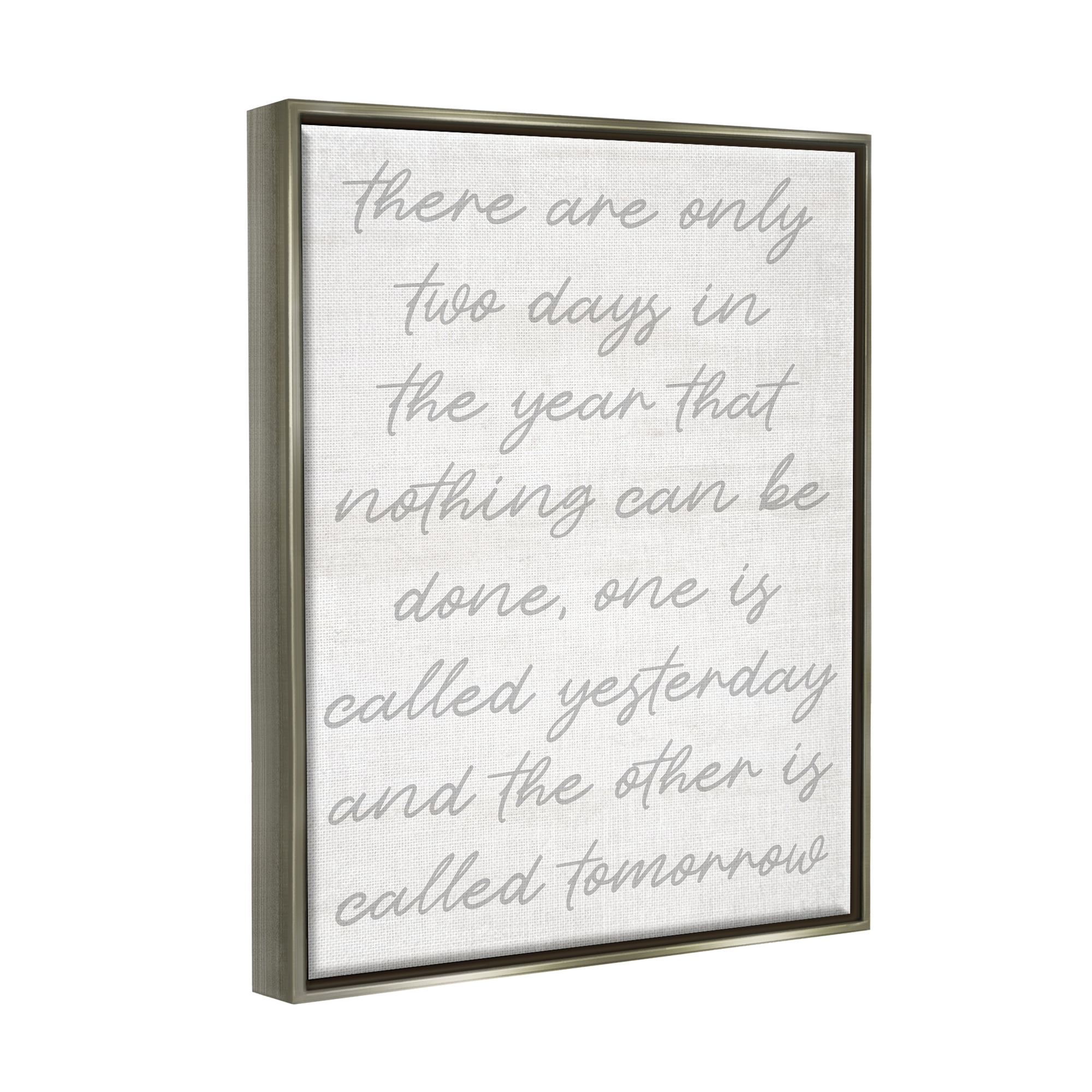 Stupell Motivational Yesterday & Tomorrow Phrase Inspirational Painting Gray Floater Framed Art Print Wall Art