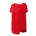 thumbnail image 4 of Botones de camiseta de talla grande para mujer Blusa suelta plisada sólida Túnicas Tops casuale MABOTO Blusa de manga corta, 4 of 7