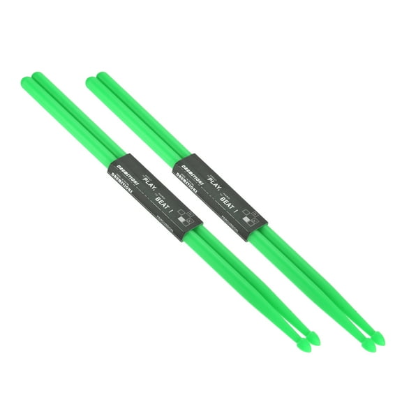 2 Pairs Nylon Drumstick 7A Plastic Anti Slip Handle Drum Stick for Adults Electronic Drums Musical Green, 16"