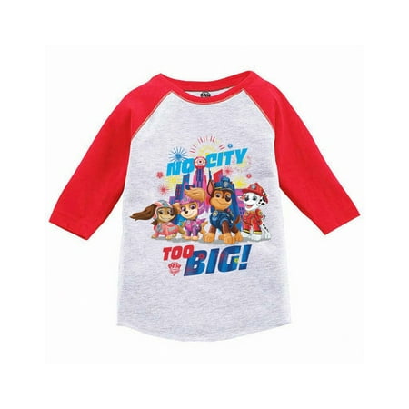 

Paw Patrol Funny Pups Toddler Raglan Long Sleeve Shirts - 3 4 5 Years Old - No City Too Big Paw Patrol Tee Boys Girls